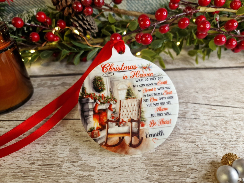 Personalised Christmas in Heaven Memorial bauble - Decoration - Stocking filler - Anniversary - Gift - Present - Unusual - For him or Her