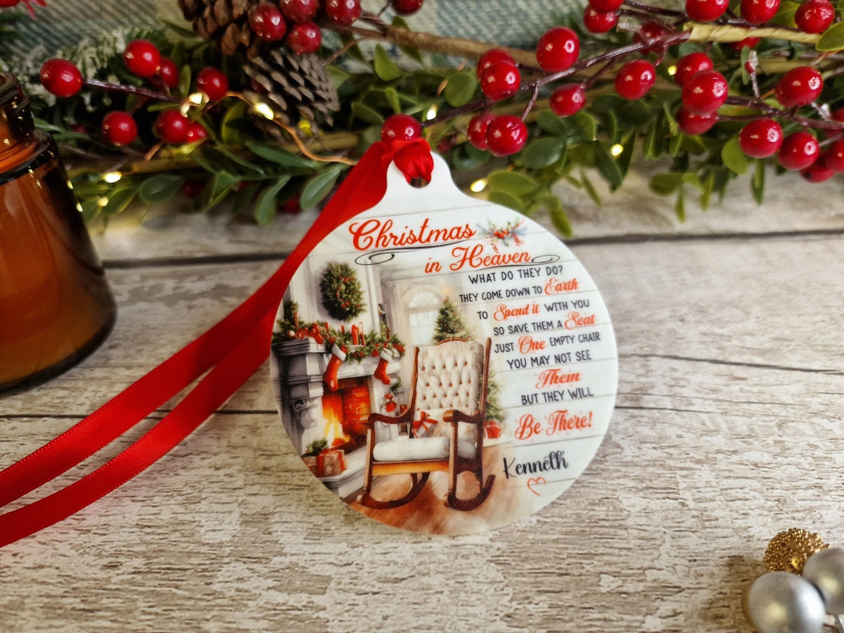 Personalised Christmas in Heaven Memorial bauble - Decoration - Stocking filler - Anniversary - Gift - Present - Unusual - For him or Her