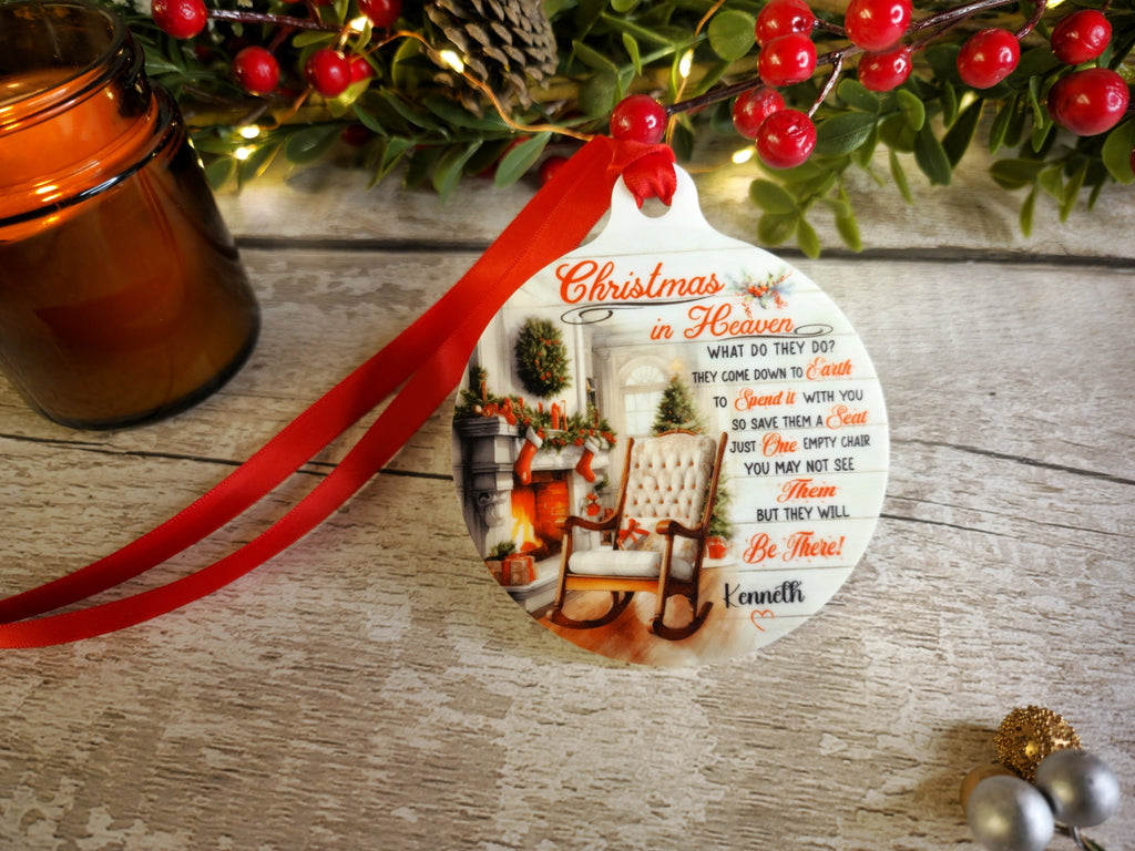 Personalised Christmas in Heaven Memorial bauble - Decoration - Stocking filler - Anniversary - Gift - Present - Unusual - For him or Her