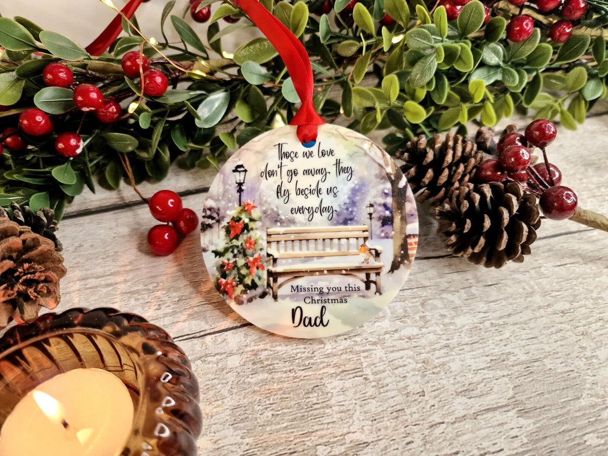 Personalised Christmas Robin Memorial bauble - Decoration - Stocking filler - Anniversary - Gift - Present - Unusual - For him or Her