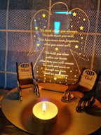 Personalised Angel candle memorial display light - rocking chair -rustic - memory - decoration -decor - remembrance - family - anniversary