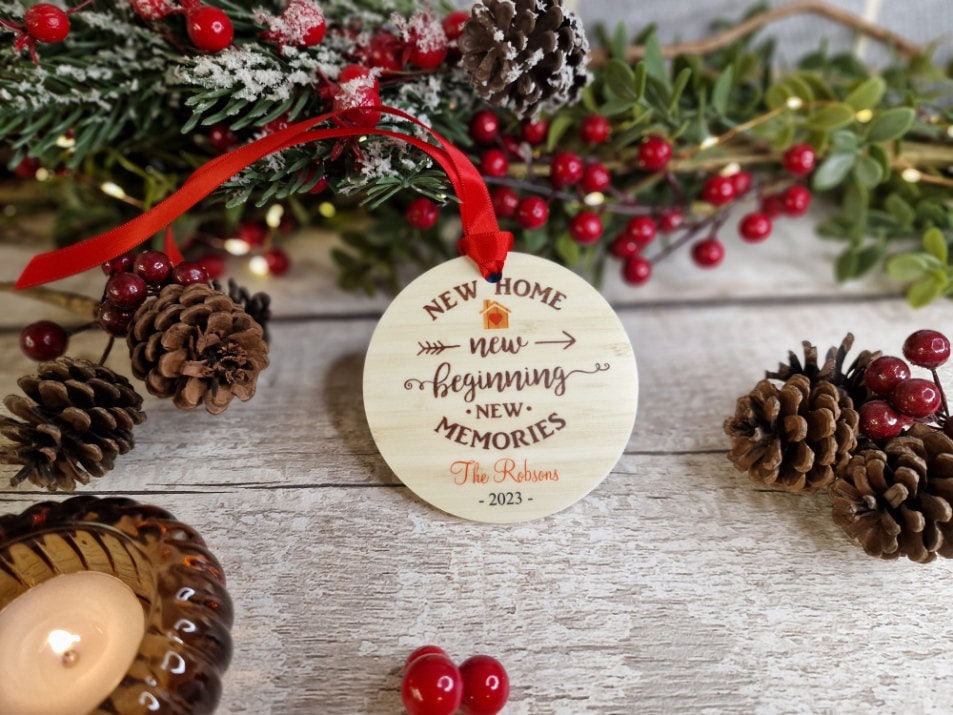 Personalised Christmas in new home bauble - Decoration - Stocking filler - Anniversary - Gift - Present - House warming - keepsake - memory