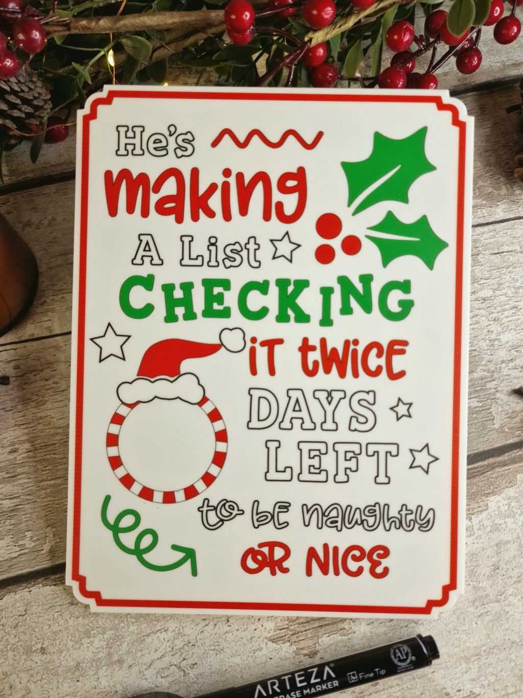 Christmas Countdown Sign - Christmas decor - Decoration - Plaque - Santa sign - Father Christmas - Xmas - Gift - Present - Eve