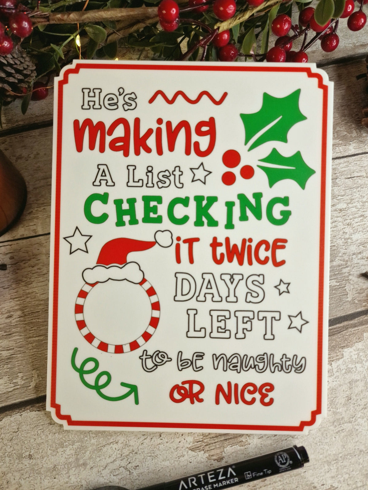 Christmas Countdown Sign - Christmas decor - Decoration - Plaque - Santa sign - Father Christmas - Xmas - Gift - Present - Eve
