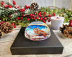 Snow Owl scene glass bubble Christmas decoration - xmas - father Christmas - Unusual gift - Office - Paperweight - unique - art - secret