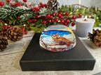 Snow Owl scene glass bubble Christmas decoration - xmas - father Christmas - Unusual gift - Office - Paperweight - unique - art - secret