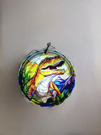 Glass Diamond Cut edge Dinosaur Hanging SunCatcher Ornament - Bauble - Decoration - Stocking filler - Stained Glass - Gift - Present