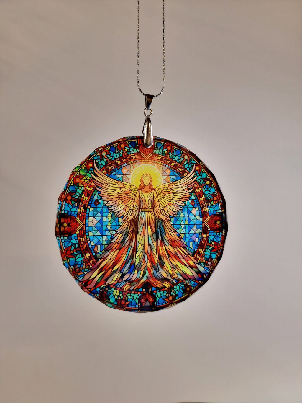 Glass Diamond Cut edge Angel Hanging SunCatcher Ornament - Bauble - Decoration - Stocking filler - Stained Glass - Gift - Present - Heaven