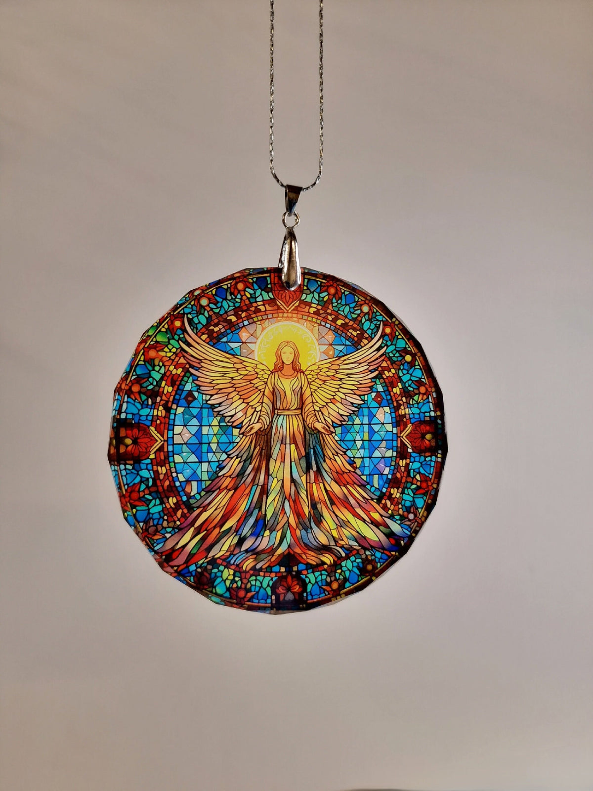 Glass Diamond Cut edge Angel Hanging SunCatcher Ornament - Bauble - Decoration - Stocking filler - Stained Glass - Gift - Present - Heaven