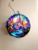 Glass Diamond Cut edge Magical Castle SunCatcher Ornament - Bauble - Decoration - Stocking filler - Stained Glass - Gift - Present - Church