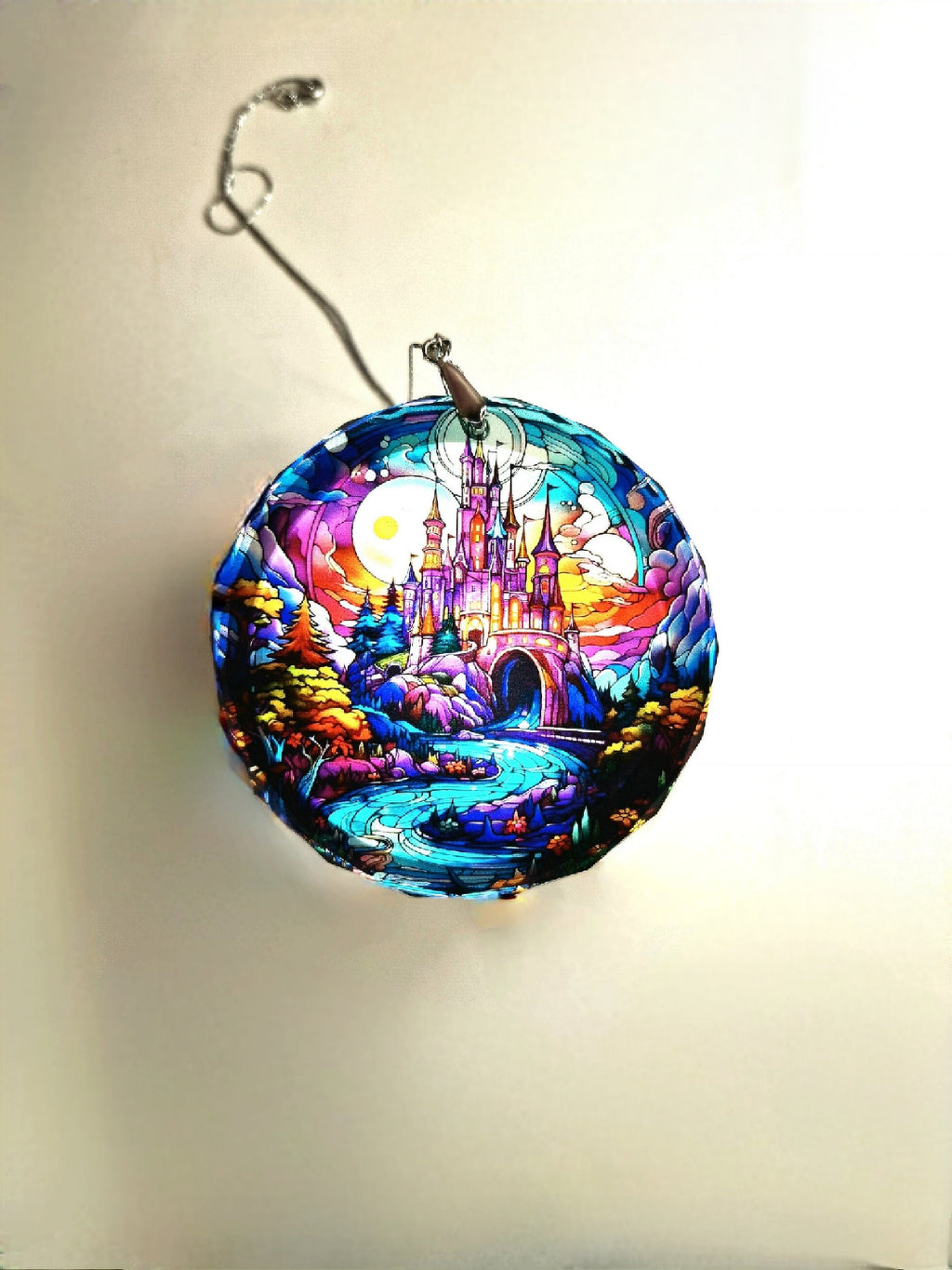 Glass Diamond Cut edge Magical Castle SunCatcher Ornament - Bauble - Decoration - Stocking filler - Stained Glass - Gift - Present - Church