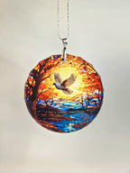 Glass Diamond Cut edge Flying Dove Hanging SunCatcher Ornament - Bauble - Decoration - Stocking filler - Stained Glass - Gift - Present