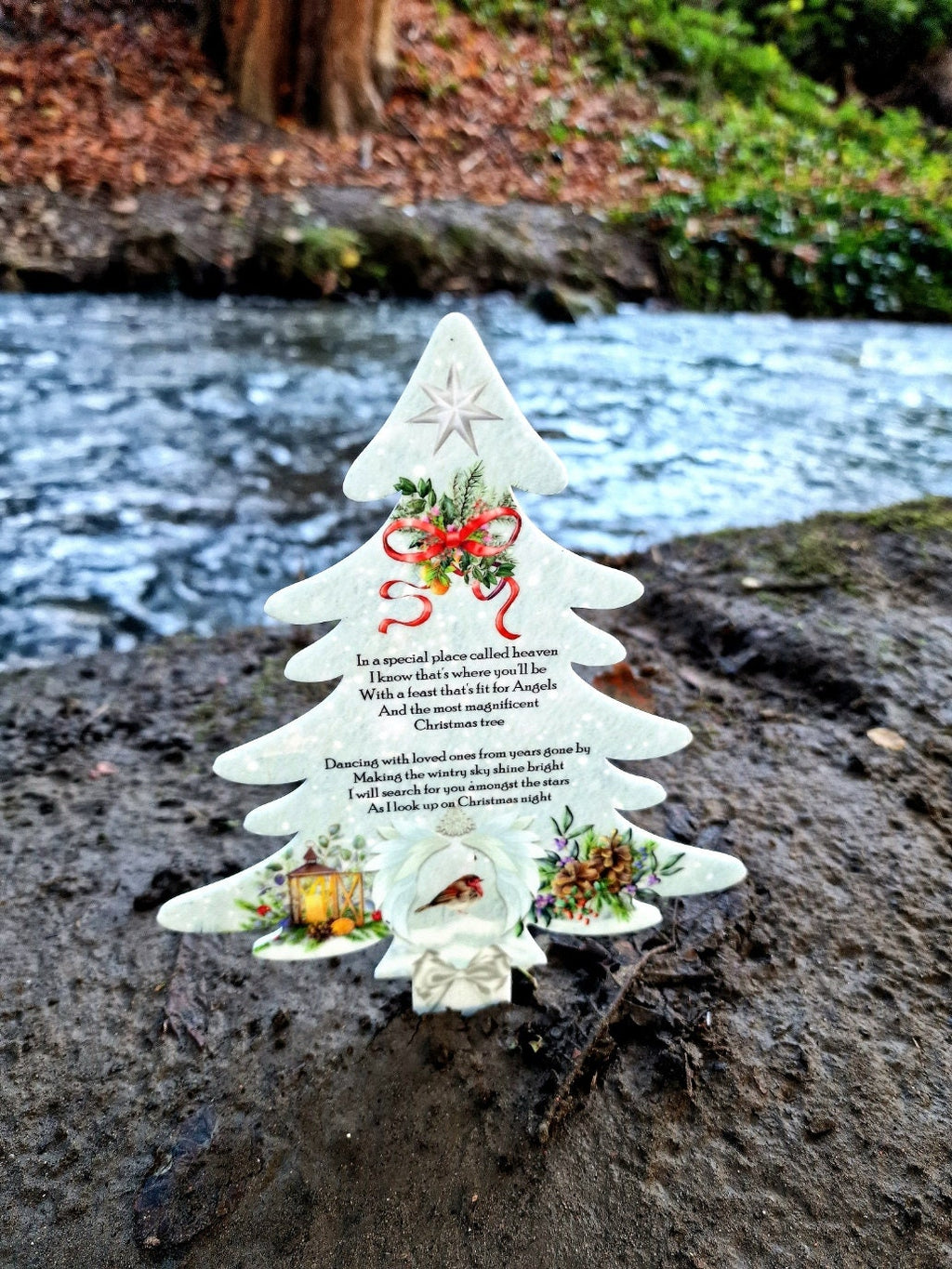 Personalised Christmas Tree Grave Marker Stake, photo gift - Temporary headstone, outdoor, remembering your loved ones - Angel - Xmas Gift