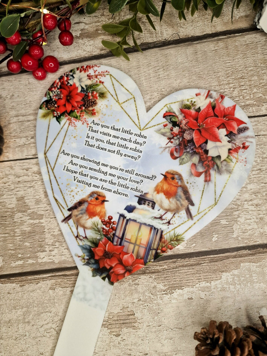 Personalised Christmas Heart Grave Marker Stake - Temporary headstone, outdoor, remembering - Anniversary - Angel - Xmas Gift - Grave Decor