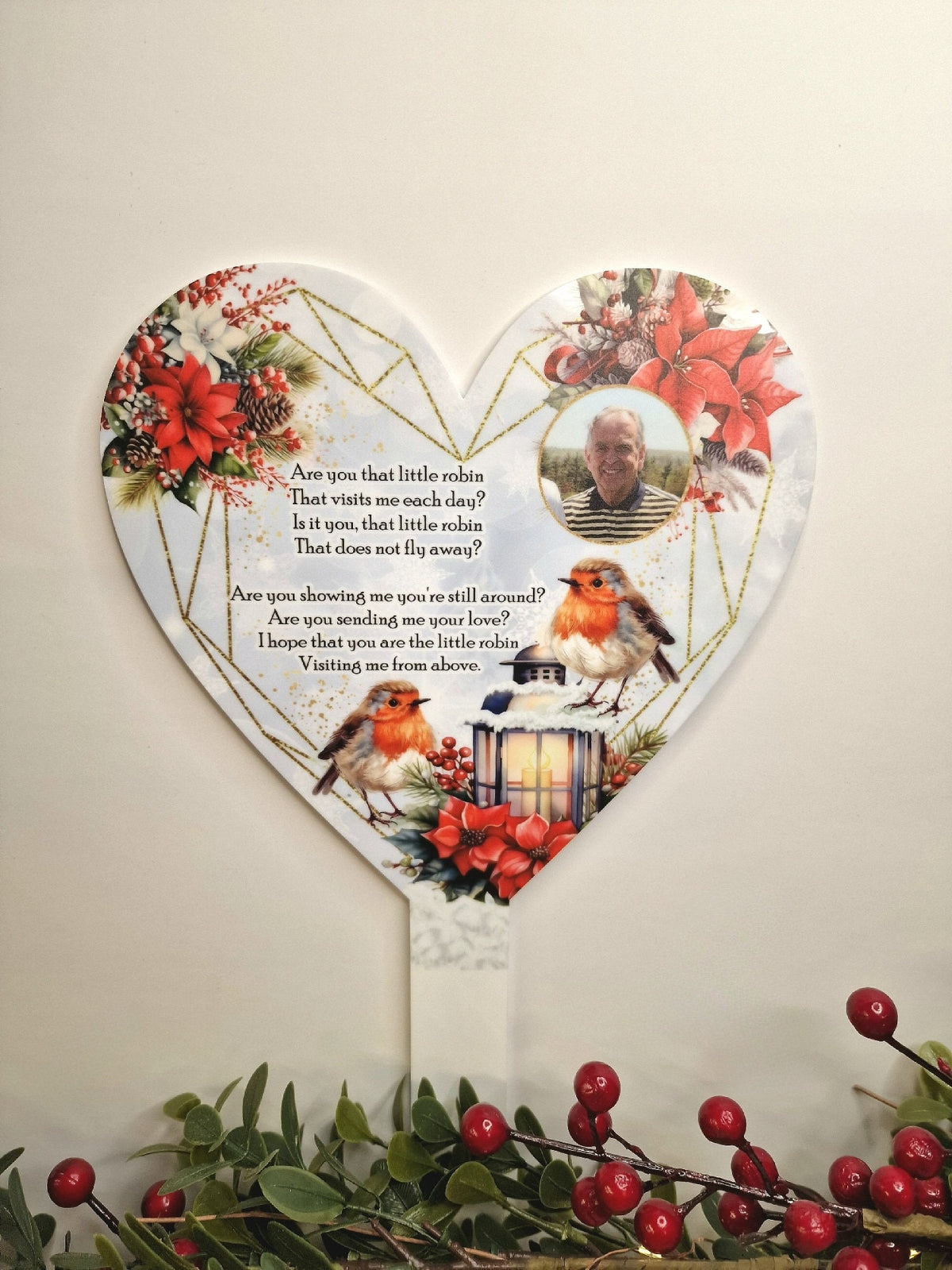 Personalised Christmas Heart Grave Marker Stake - Temporary headstone, outdoor, remembering - Anniversary - Angel - Xmas Gift - Grave Decor