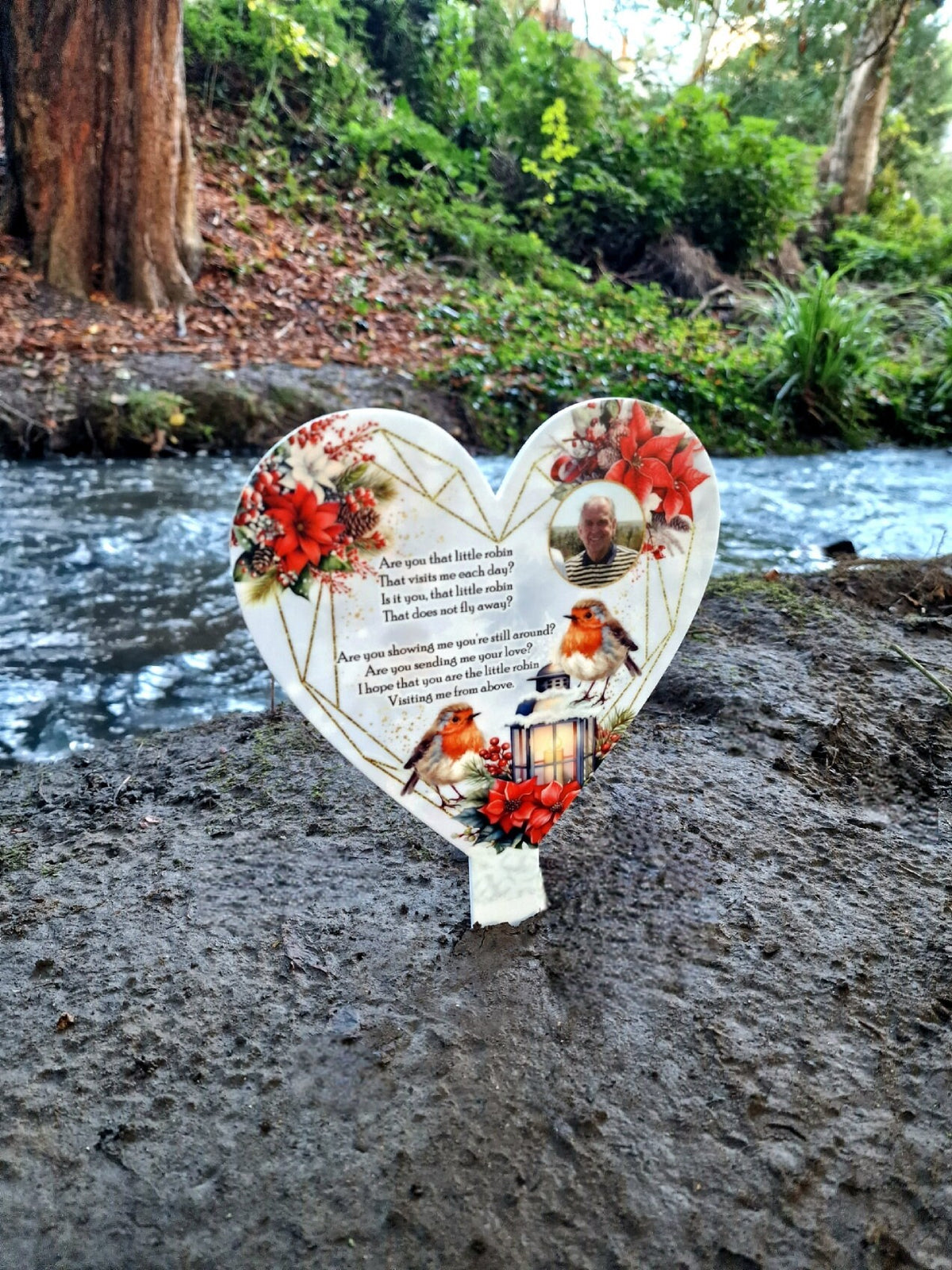 Personalised Christmas Heart Grave Marker Stake - Temporary headstone, outdoor, remembering - Anniversary - Angel - Xmas Gift - Grave Decor