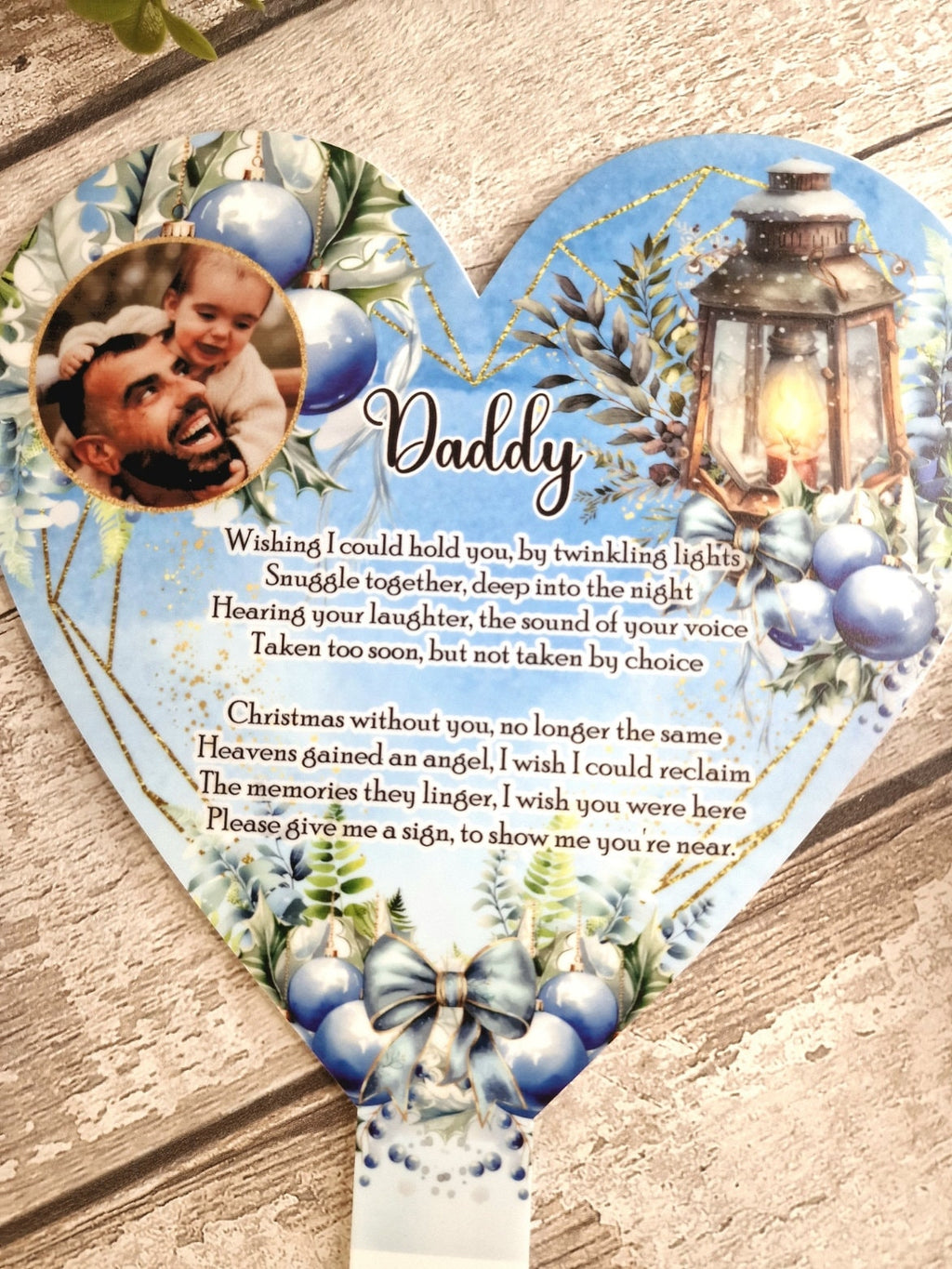 Personalised Christmas Heart Grave Marker Stake - Temporary headstone, outdoor, remembering - Anniversary - Angel - Xmas Gift - Grave Decor