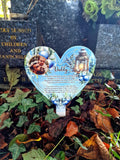 Personalised Christmas Heart Grave Marker Stake - Temporary headstone, outdoor, remembering - Anniversary - Angel - Xmas Gift - Grave Decor