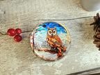 Snow Owl scene glass bubble Christmas decoration - xmas - father Christmas - Unusual gift - Office - Paperweight - unique - art - secret