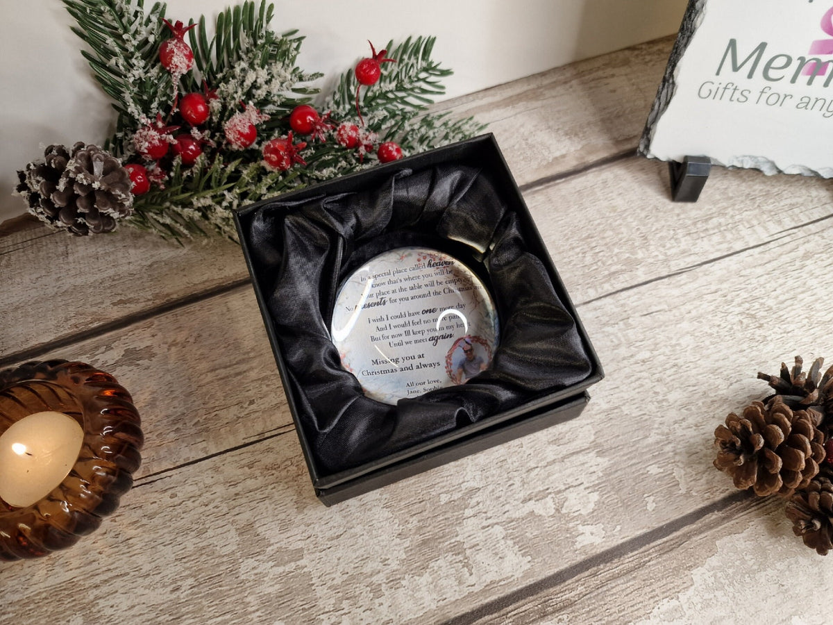 Personalised Christmas glass teardrop grave ornament - Decoration - Anniversary - Gift - Present - Unusual - Anniversary - Funeral - Office