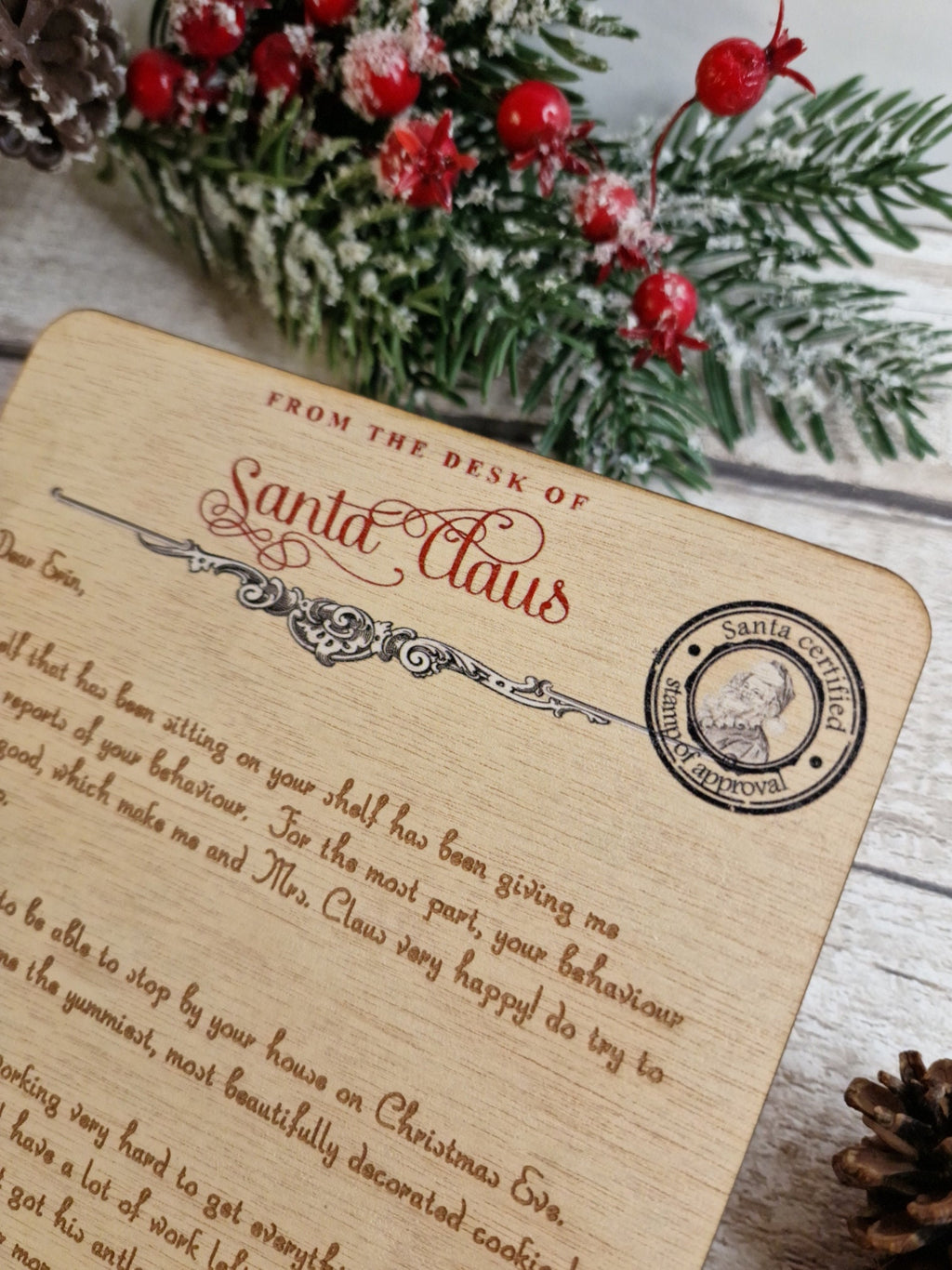 Personalised Letter from santa - Engraved into wood - Beautiful keepsake - Christmas - xmas - decor - decoration - tree - stocking