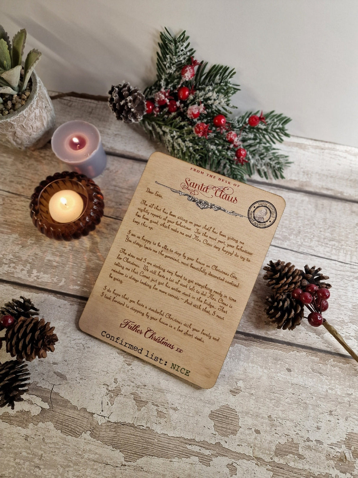 Personalised Letter from santa - Engraved into wood - Beautiful keepsake - Christmas - xmas - decor - decoration - tree - stocking