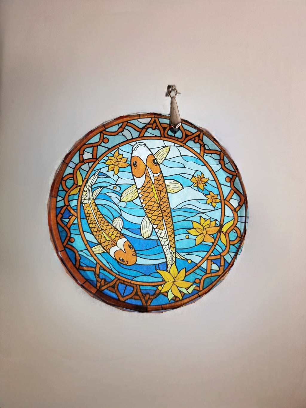 Glass Diamond Cut edge Carp SunCatcher Ornament - Bauble - Decoration - Stocking filler - Stained Glass - Gift - Present - Koi Pond - Jap