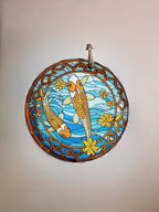 Glass Diamond Cut edge Carp SunCatcher Ornament - Bauble - Decoration - Stocking filler - Stained Glass - Gift - Present - Koi Pond - Jap