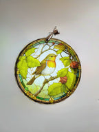 Glass Diamond Cut edge Robin SunCatcher Ornament - Bauble - Decoration - Stocking filler - Stained Glass - Gift - Present - Memorial