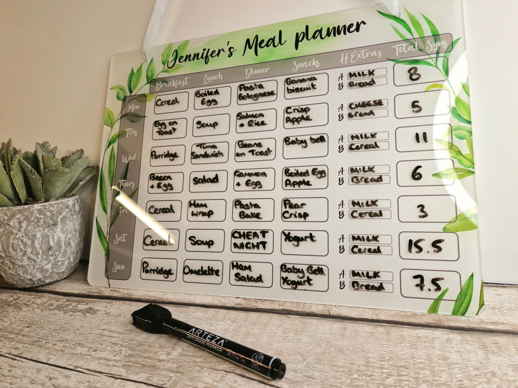 Personalised Diet Weekly Meal Plan White Board - Dieting - Healthy eating - Slim - Tracker - Weight - Gym - Gift - Shopping list - Food shop