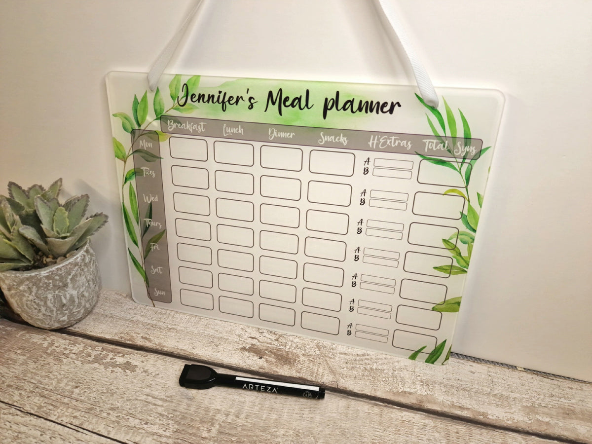 Personalised Diet Weekly Meal Plan White Board - Dieting - Healthy eating - Slim - Tracker - Weight - Gym - Gift - Shopping list - Food shop