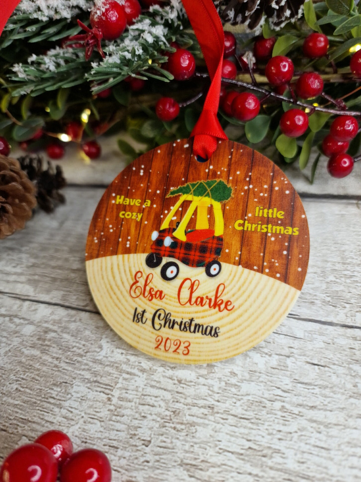 Personalised first Christmas bauble - Decoration - Stocking filler - Anniversary - Gift - Present - - keepsake - memory - Car - Baby