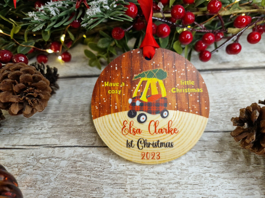 Personalised first Christmas bauble - Decoration - Stocking filler - Anniversary - Gift - Present - - keepsake - memory - Car - Baby