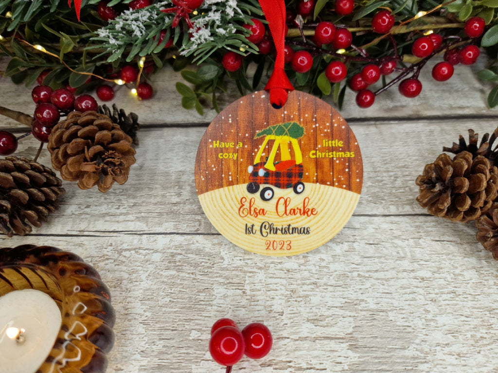 Personalised first Christmas bauble - Decoration - Stocking filler - Anniversary - Gift - Present - - keepsake - memory - Car - Baby