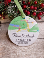 Personalised Engaged Location Map bauble - Decoration - Stocking filler - Anniversary - Gift - Present - keepsake - Memory - Married - Date