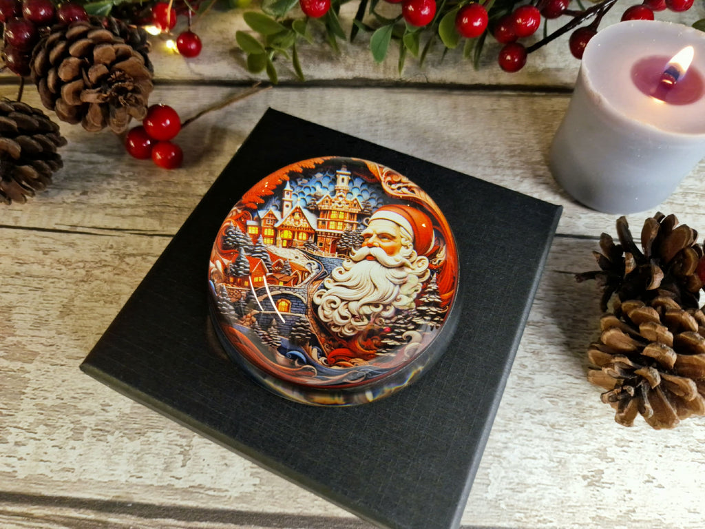 Santa's workshop glass bubble Christmas decoration - xmas - father Christmas - Unusual gift - Office - Paperweight - unique - art - secret