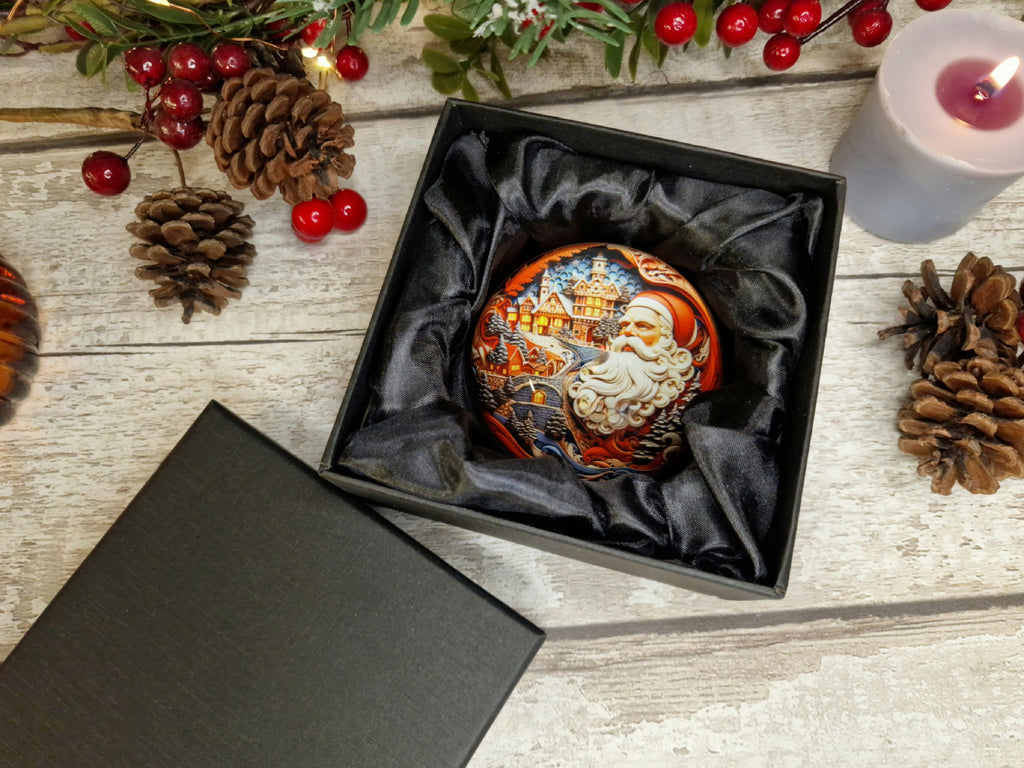 Santa's workshop glass bubble Christmas decoration - xmas - father Christmas - Unusual gift - Office - Paperweight - unique - art - secret
