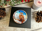 Snow Owl scene glass bubble Christmas decoration - xmas - father Christmas - Unusual gift - Office - Paperweight - unique - art - secret