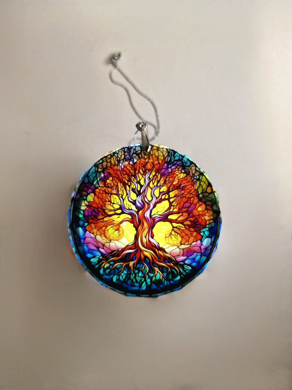 Glass Diamond Cut edge Tree Of Life Hanging SunCatcher Ornament - Bauble - Decoration - Stocking filler - Stained Glass - Gift - Present