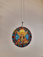 Glass Diamond Cut edge Angel Hanging SunCatcher Ornament - Bauble - Decoration - Stocking filler - Stained Glass - Gift - Present - Heaven