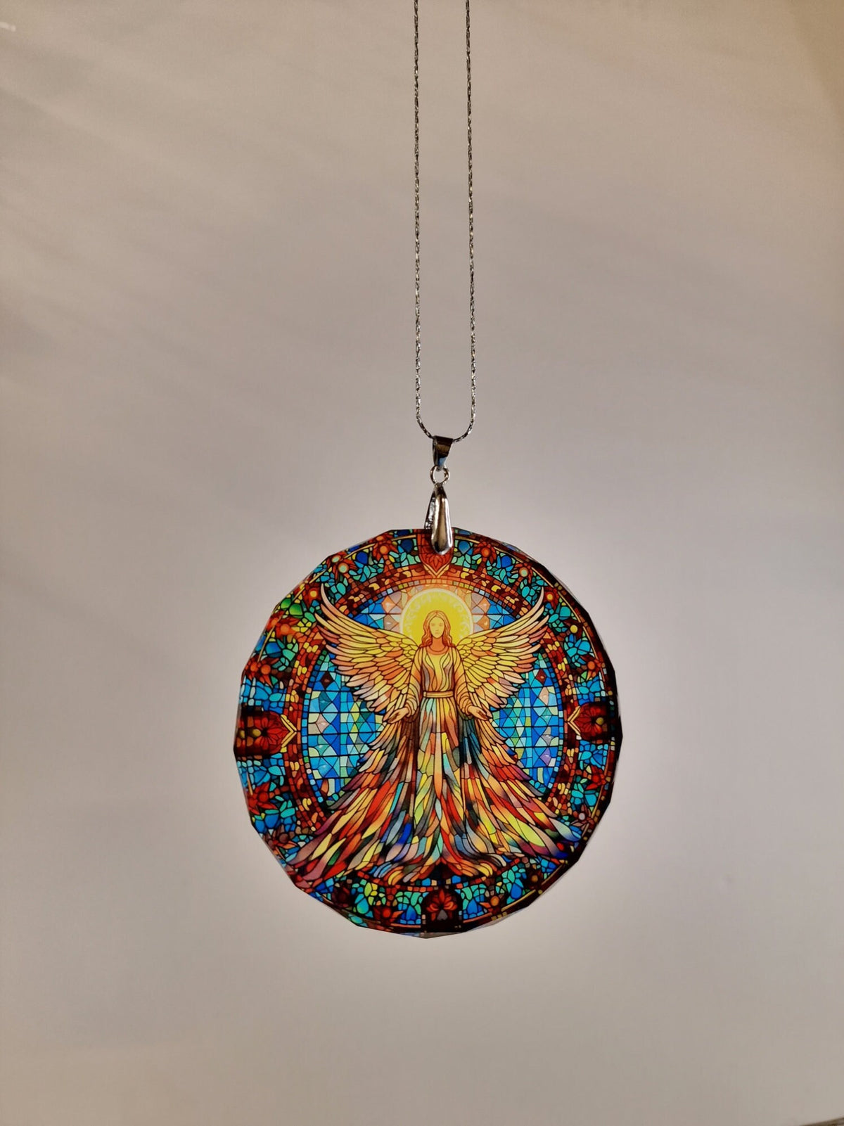 Glass Diamond Cut edge Angel Hanging SunCatcher Ornament - Bauble - Decoration - Stocking filler - Stained Glass - Gift - Present - Heaven