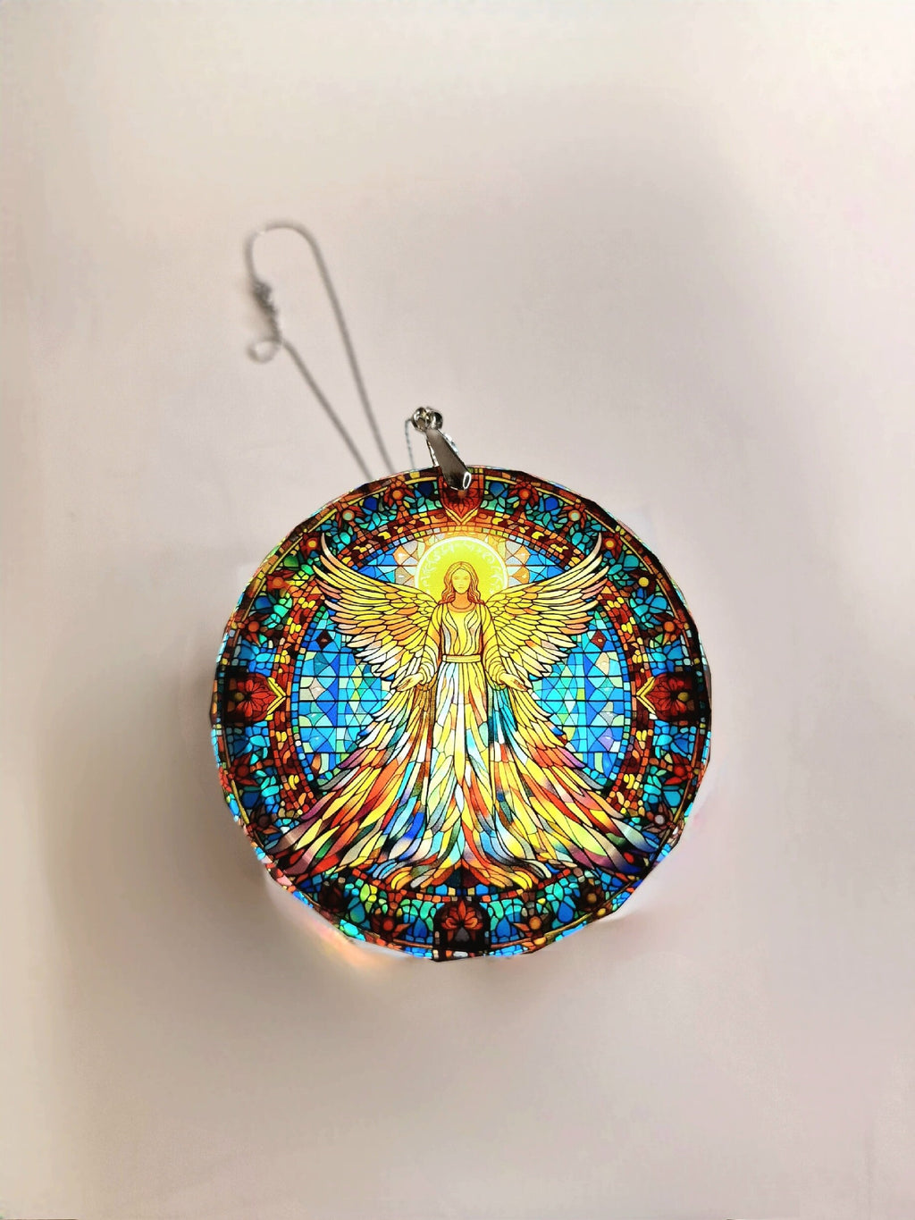 Glass Diamond Cut edge Angel Hanging SunCatcher Ornament - Bauble - Decoration - Stocking filler - Stained Glass - Gift - Present - Heaven