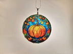 Glass Diamond Cut edge Pumpkin Hanging SunCatcher Ornament - Bauble - Decoration - Stocking filler - Stained Glass - Gift - Present - Hallo