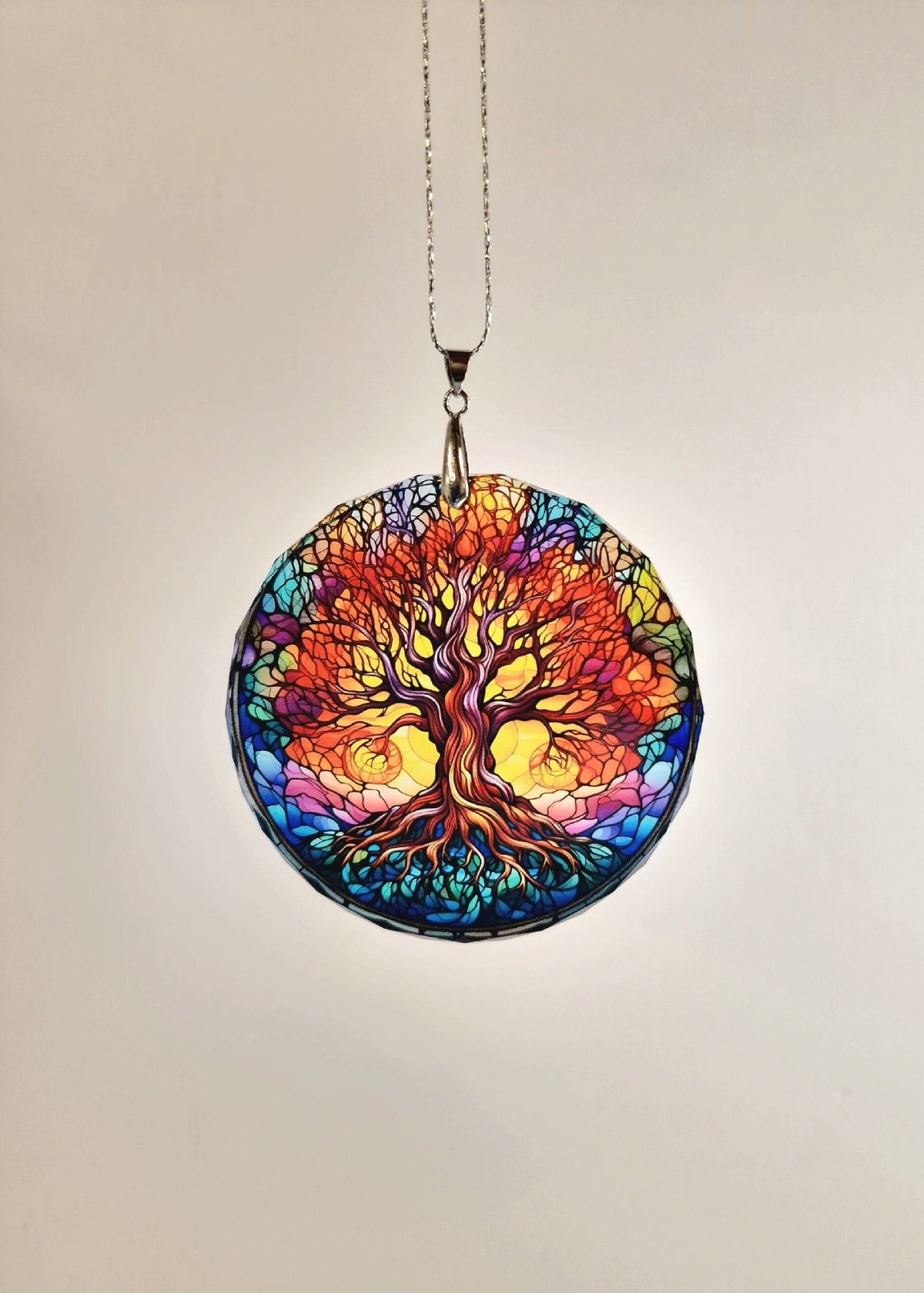 Glass Diamond Cut edge Tree Of Life Hanging SunCatcher Ornament - Bauble - Decoration - Stocking filler - Stained Glass - Gift - Present