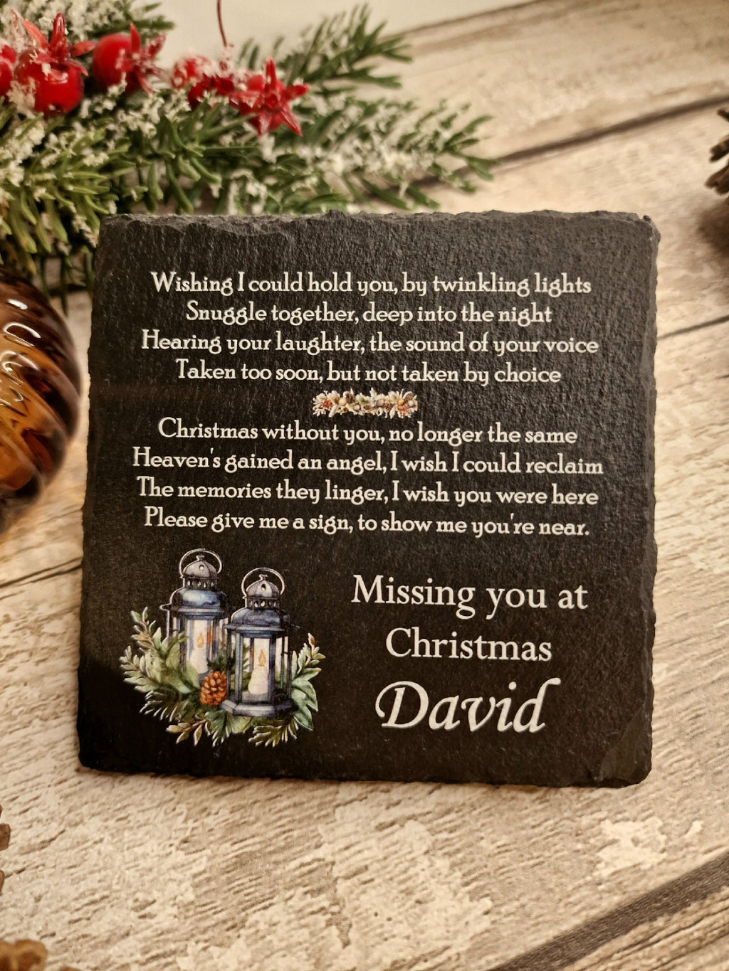 Personalised Christmas Memorial grave marker - Festive - memorial - Memory - Indoor - Outdoor - Garden - Caravan - Grave side - Gift - Urn
