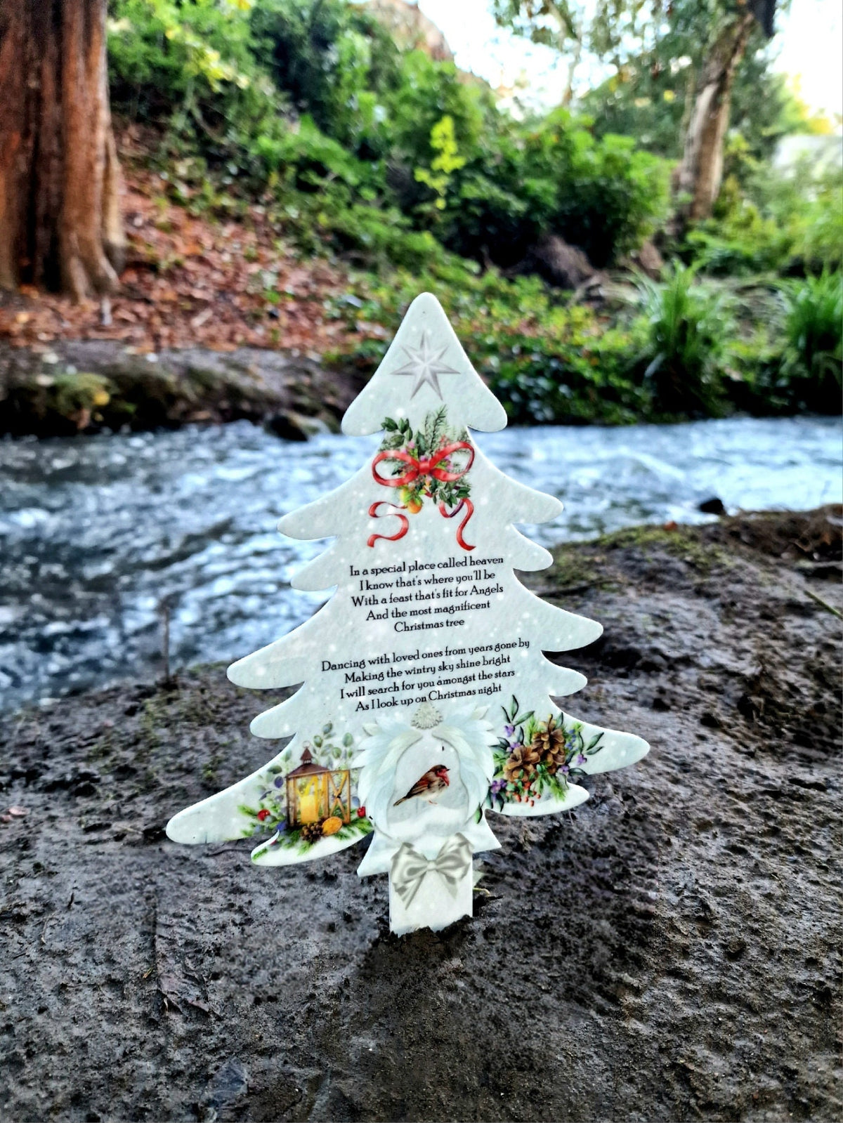 Personalised Christmas Tree Grave Marker Stake, photo gift - Temporary headstone, outdoor, remembering your loved ones - Angel - Xmas Gift