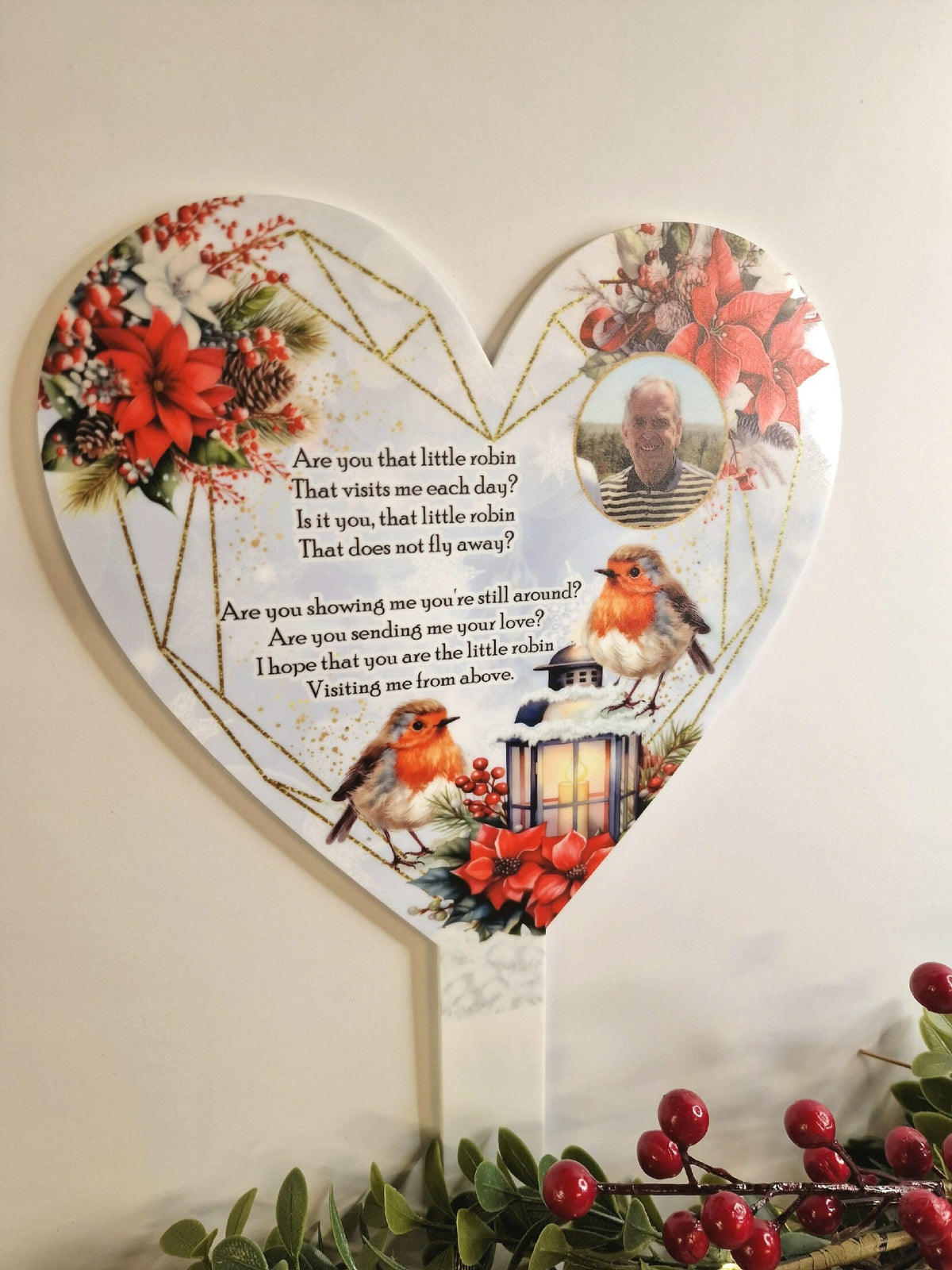 Personalised Christmas Heart Grave Marker Stake - Temporary headstone, outdoor, remembering - Anniversary - Angel - Xmas Gift - Grave Decor