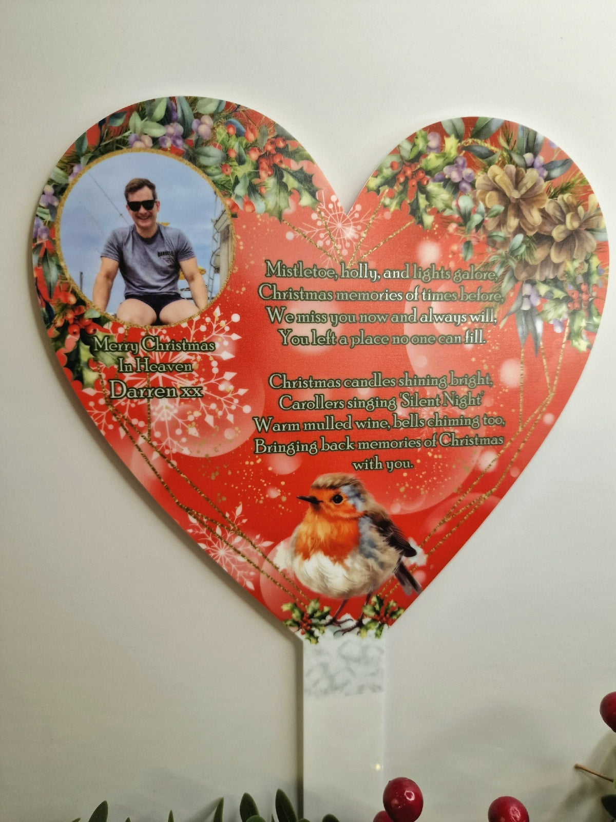 Personalised Christmas Heart Grave Marker Stake - Temporary headstone, outdoor, remembering your loved ones - Angel - Xmas - Gift - Decor
