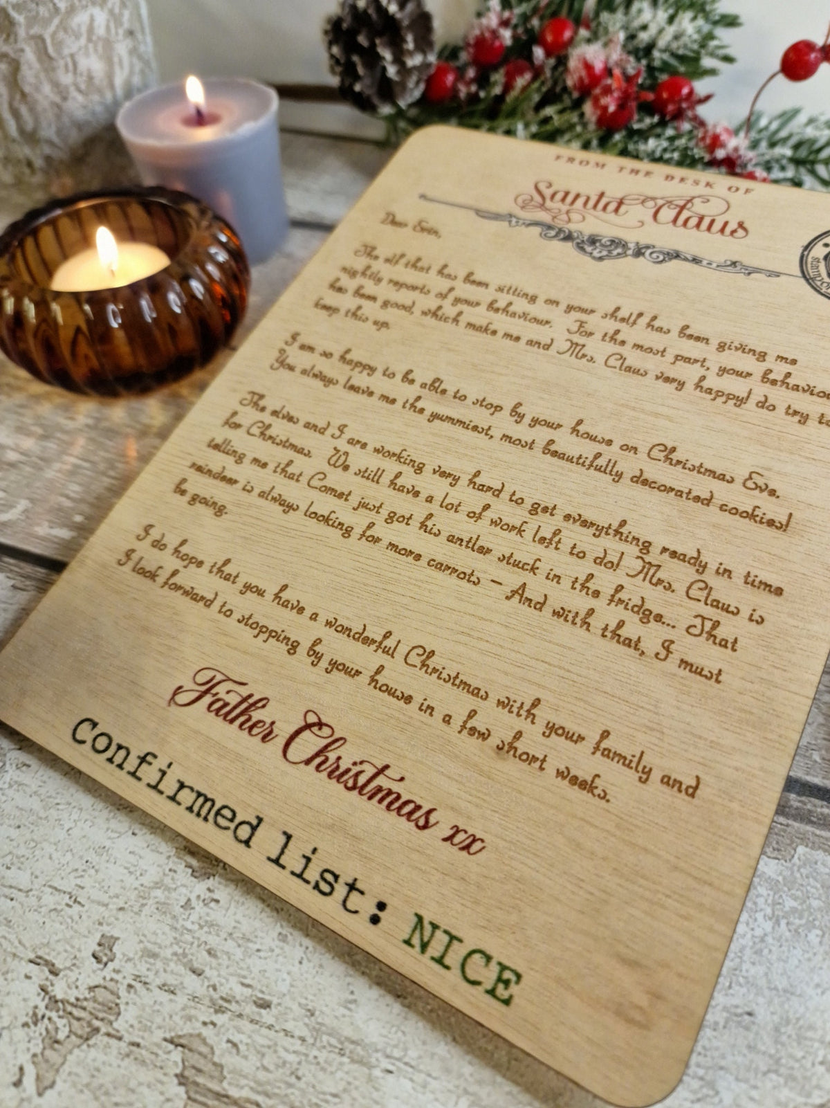 Personalised Letter from santa - Engraved into wood - Beautiful keepsake - Christmas - xmas - decor - decoration - tree - stocking