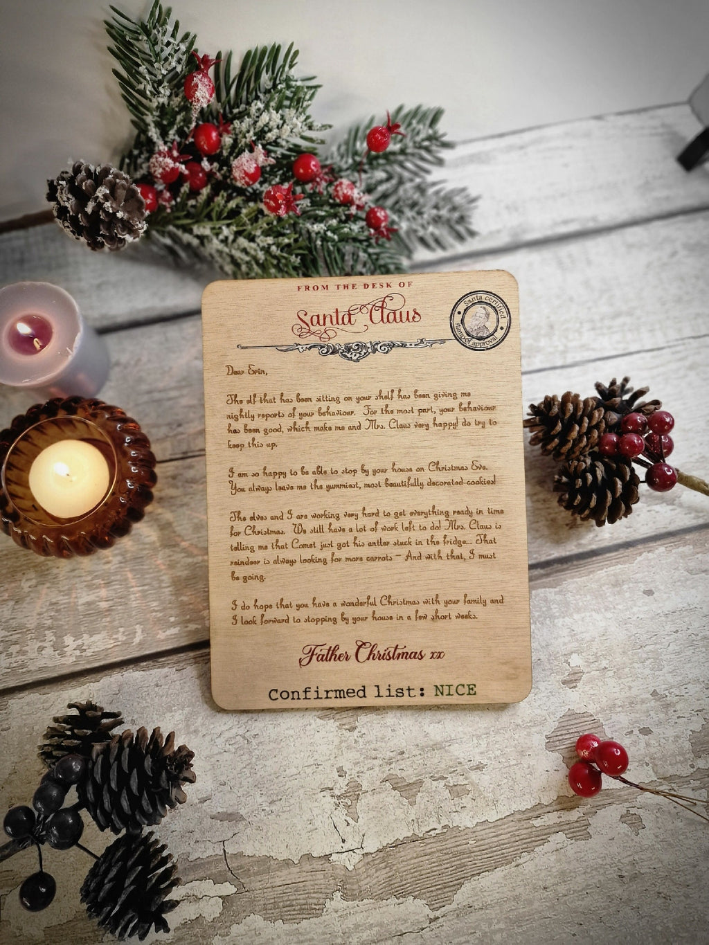 Personalised Letter from santa - Engraved into wood - Beautiful keepsake - Christmas - xmas - decor - decoration - tree - stocking